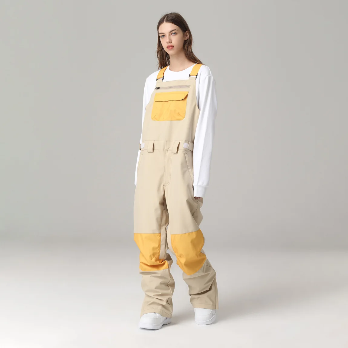 Snowboard Ski Pants, Windproof, Waterproof and Contrasting Color Ski Suits, One-piece Men's and Women's Outdoor Equipment