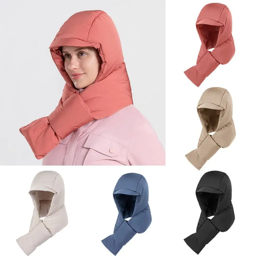 

Down Filled Balaclava Hat Artificial Cot Winter Outdoor Ride Headgear Neck Warmer Hood Scarf Novelty Warm Streetwear Unisex
