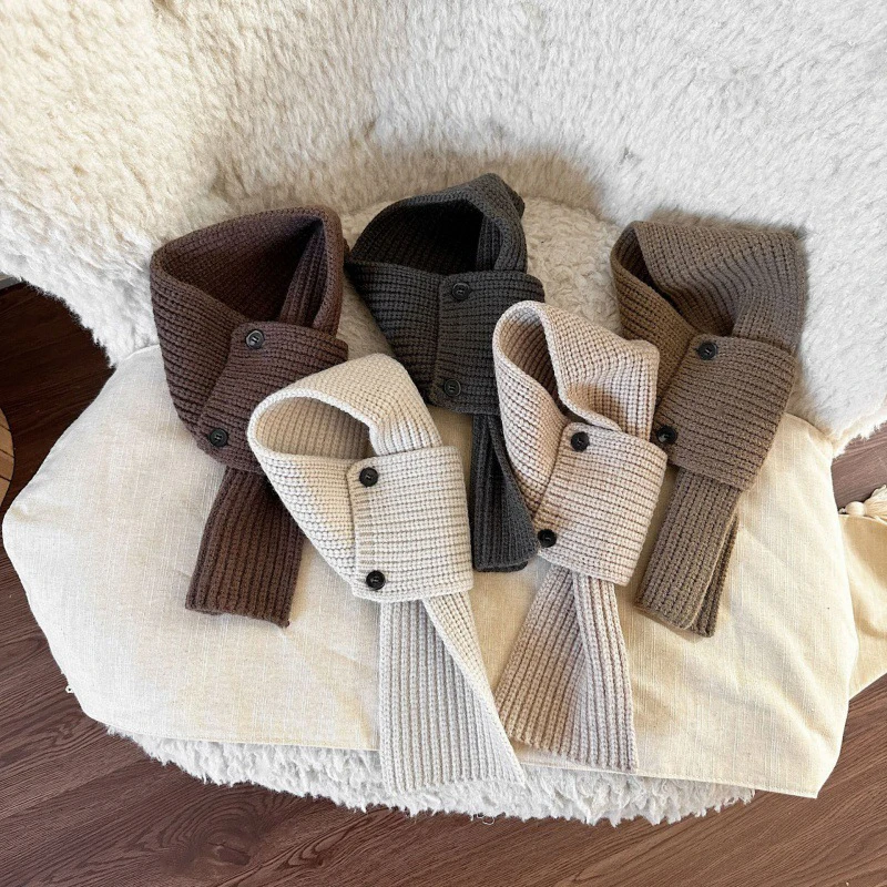 New Knitted Children Scarf Autumn Winter Kids Solid Color Cross Scarves for Girls Boys Warm Baby Neck Warmers Neckerchief