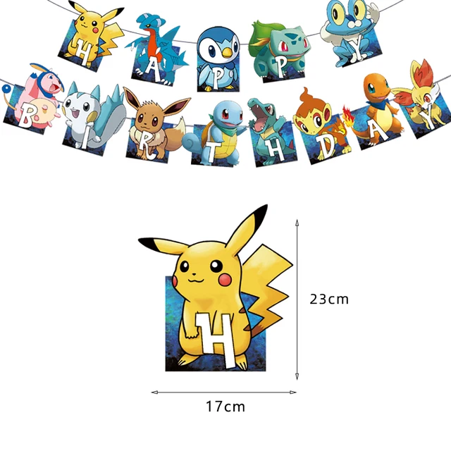 TAKARA TOMY Pikachu Pokemon Birthday Decoration Disposable Cutlery Cup Plate Napkin Tablecloth Bag Baby Shower Party Supplies Banner-13PCS