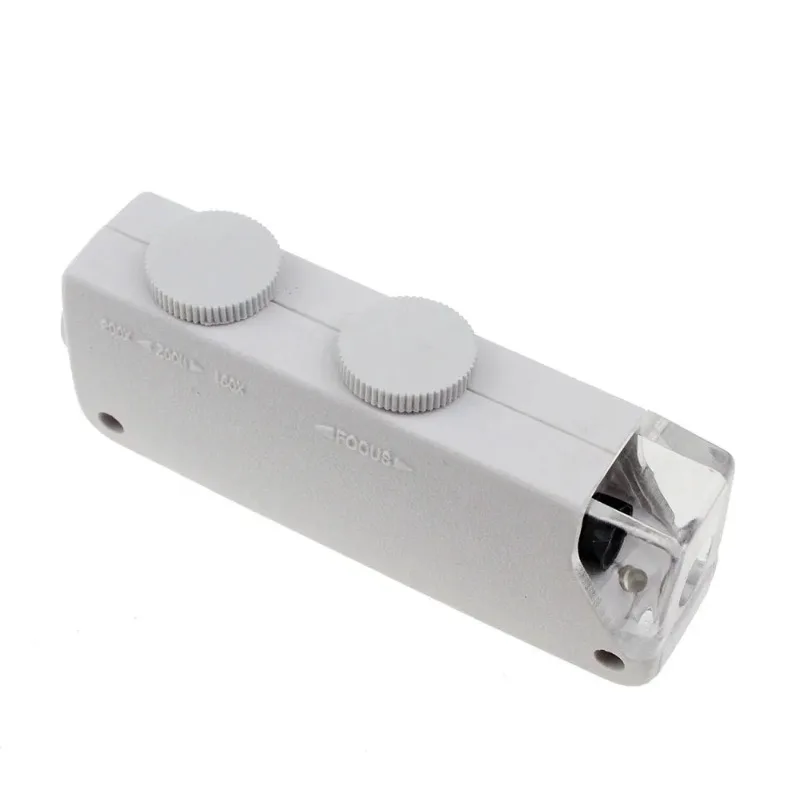 

1pcs New Quality Handheld 160X-200X Magnification Zoom Len LED Lighted light lamp Pocket Microscope Magnifier Loupe hot sale