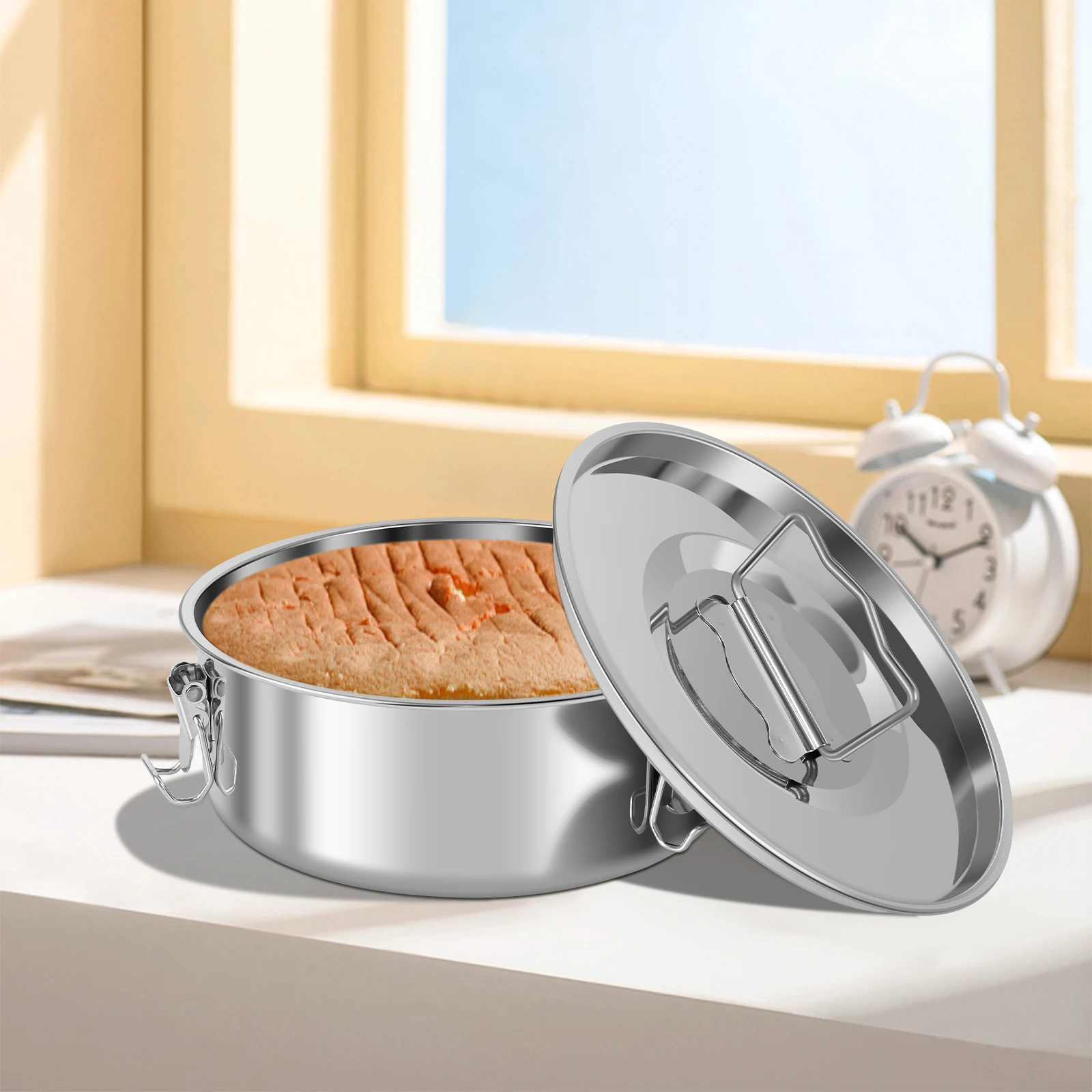 Cake Baking Mold Flan Pan 1.5QT Round Cake Base Stainless Steel Steamer For Kitchen Baking Pastry Pudding