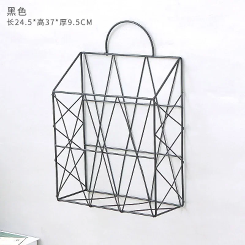 Nordic Style Newspaper And Magazine Racks Metal Iron Wall Hanging Holder Book Shelf Storage Organizer DIY Home Decoration