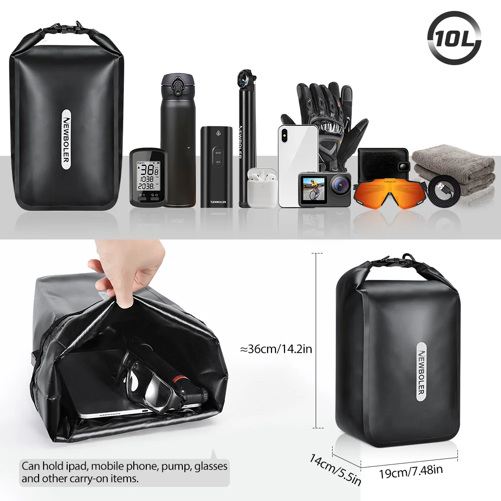 NEWBOLER Fahrradtasche 10L Wasserdichte Fahrradtasche Fahrrad Seitentasche Aluminiumlegierung Fahrrad Gepäckträger MTB Bikepacking – Detail 21