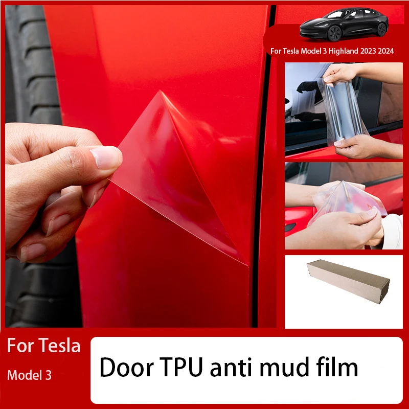 For Tesla Model 3 Highland 2024 Front Door Rear Door Extended Protective Film Invisible Car Clothing TPU Lamp Film SetDecoration 2