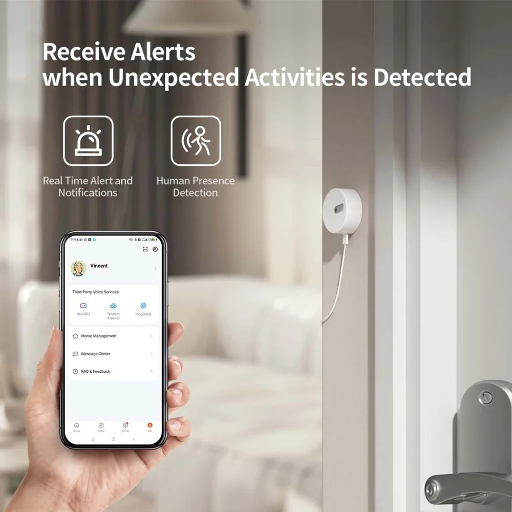 Zigbee Human Presence Sensor Built-in Light Sensor Home Security Detector Radar