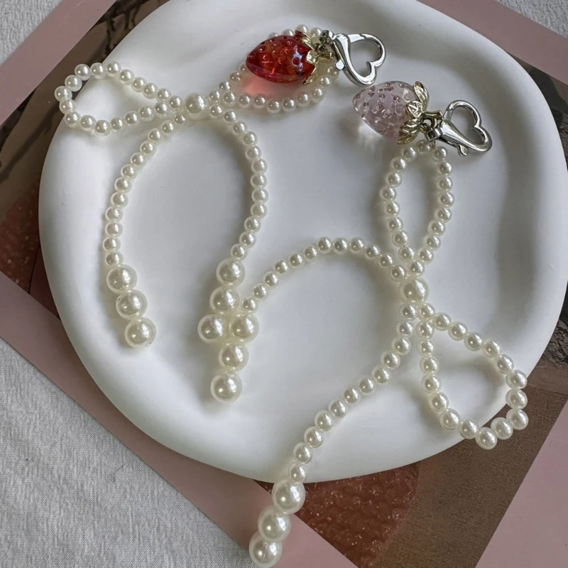 

Мода жемчуг бантом клубника брелок украшения брелок подвесной орнамент