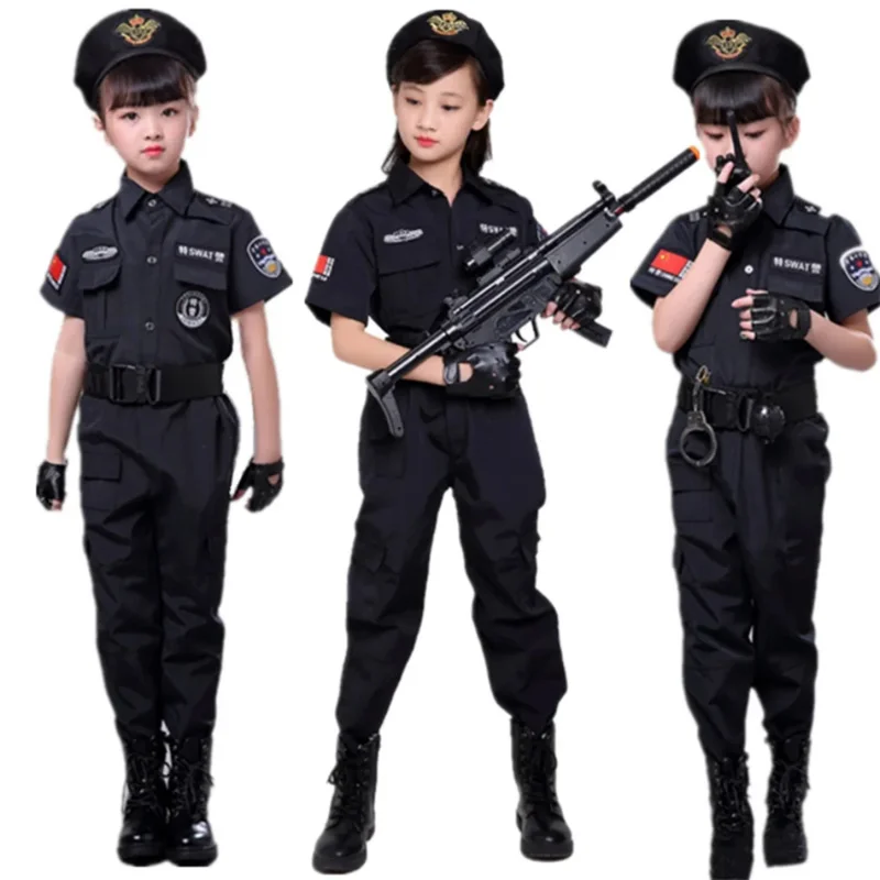 

Children Policeman Uniform Set Christmas Halloween Carnival Party Gift Policeman Costumes Kids Cosplay Girl Boys Police Clothes
