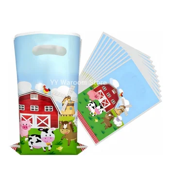 Animali da fattoria Sacchetti regalo Decorazione festa di compleanno Borse per regali di mucca da fattoria Sacchetto di caramelle Baby Shower Bomboniere per bambini Regali Forniture per feste