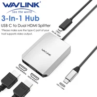 WAVLINK USB C to HDMI Dual Display Adapter 4K@60Hz 3-In-1 HDMI Adapter with 95W Power Delivery for MacBook Pro/Air Laptops 1