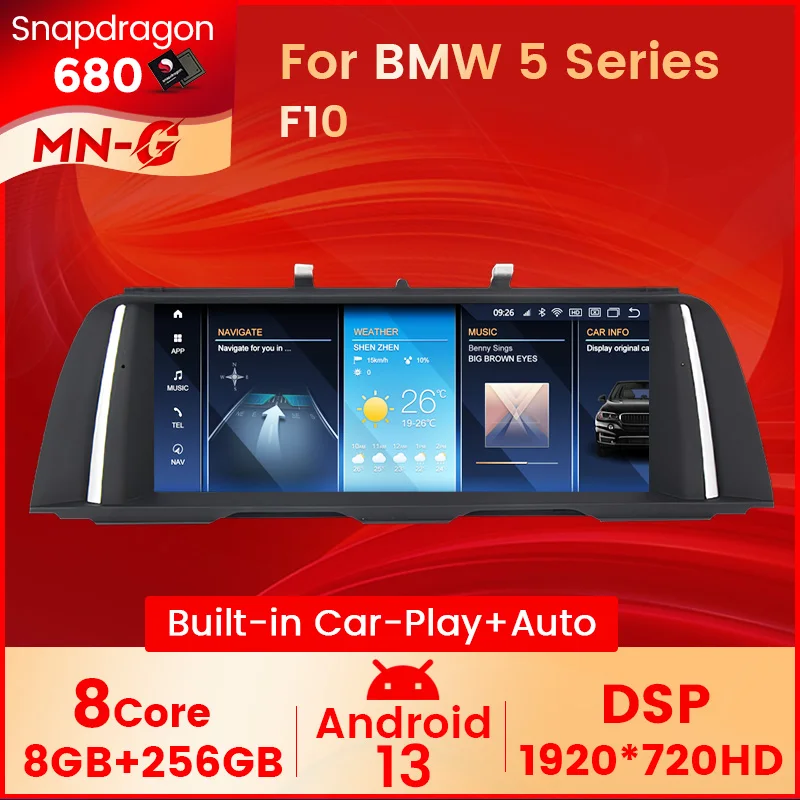 

12.3 Inch HD Screen Qualcomm Snapdragon 662 for BMW 5 Series F10 F11 2011-2016 CIC NBT Carplay Multimedia Player GPS Navigation