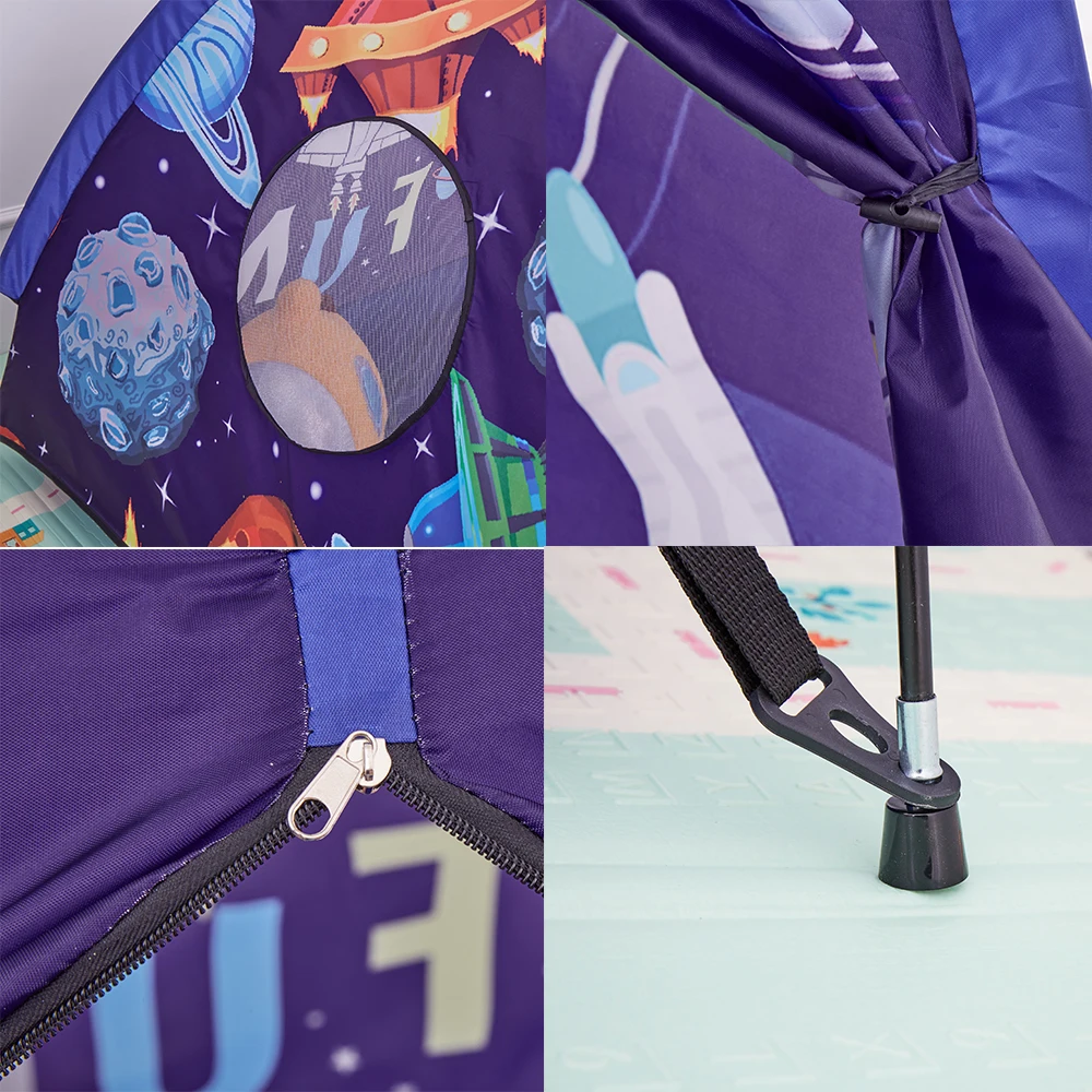 Foldable Folding Children Play House Castle Tent Wigwam Portable Kids Space Planet Rocket Toys Tent  Girls Boy Room Decoration 6