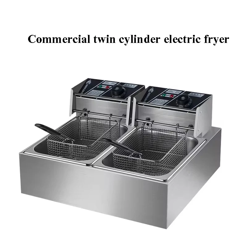 

Промышленная электрическая фритюрница с двойным цилиндром, 6 кВт, с шкафом, новая продукция из нержавеющей стали