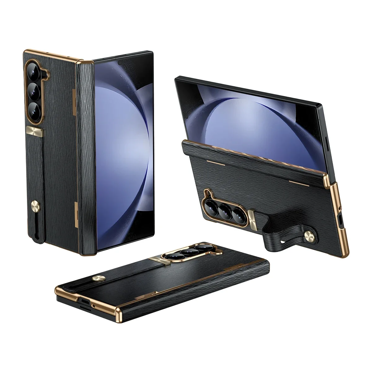 Ultra-Thin Matte Electroplated Shockproof Folding Case with Hinge Protection