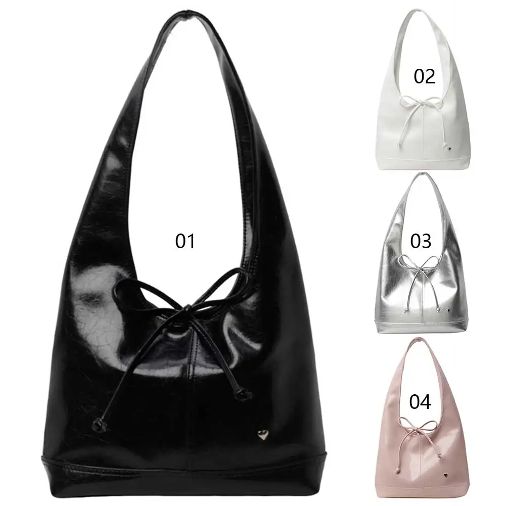 

Женская стильная сумка для подмышек из ПУ кожи, однотонная простая сумка с бантом для подмышек, модная сумка на плечо, элегантная сумка на плечо, женская модель