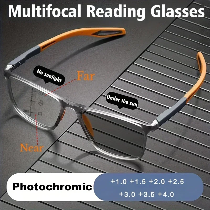 

Anti-blue Light Multifocal Reading Glasses New Style Progressive Photochromic TR90 Near Far Eyewear Men Women Sports Eyeglasses