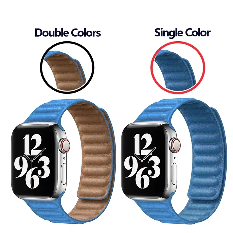 Leather watchband Leather Strap for Apple Watch Band 45mm 41mm 44mm 40mm Original Magnetic Loop Link Bracelet iWatch Ultar2 49mm 9 8 7 6 SE 3 42mm