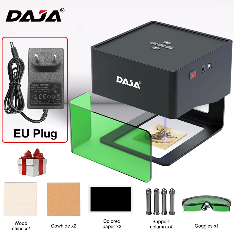 DAJA DJ6 آلة تحديد الشعار بالليزر لآلة وسم الأعمال الخشبية المنزلية تدعم التحكم اللاسلكي في تطبيق الهاتف المحمول BT