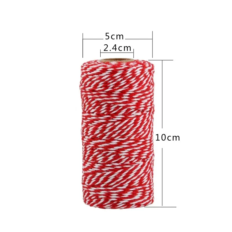 Ribbon Decoration Ribbon Supplies Wrapping Ribbon Cotton Ribbon Cotton Cords 100m/Roll Cotton Rope Christmas Gift Packing Rope Red White Ribbon Cord for Baking DIY Crafts Wrapping Ornaments Cotton Twine