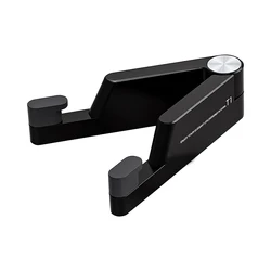 Portable Foldable Aluminum Phone Stand - Sleek Desktop Holder for Travel and Office Use (Black)