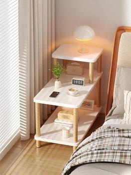 Comodino semplice per camera da letto, camera in affitto, diversi case, ripiano laterale per divano, comodino stretto e piccolo in legno 1