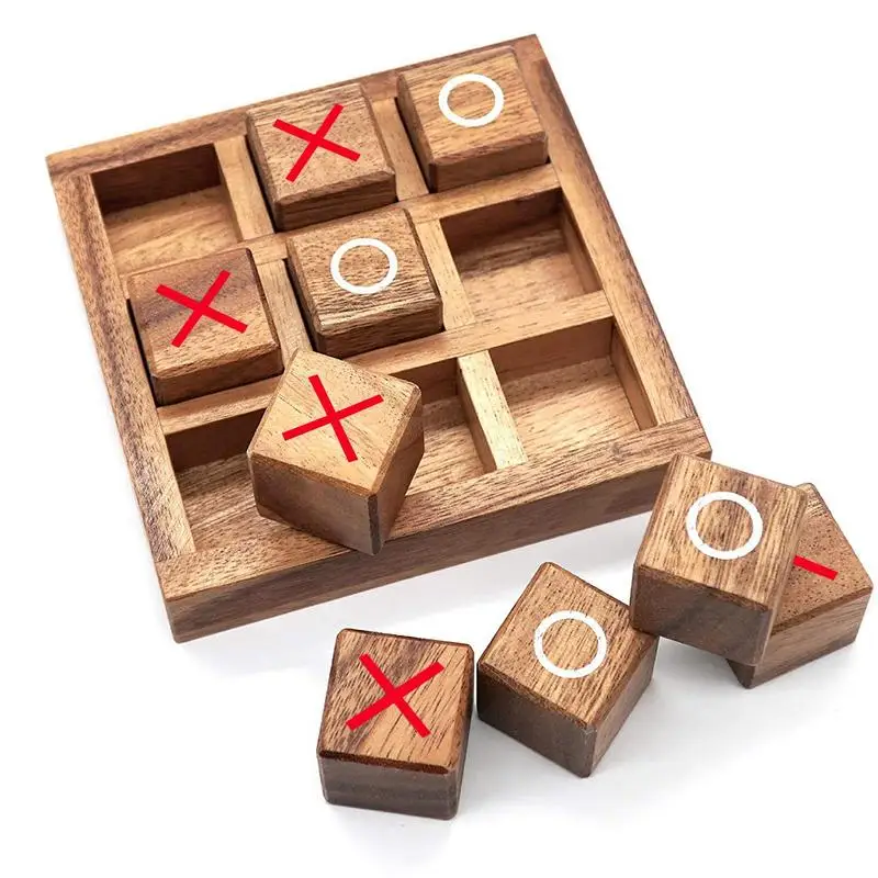 

Wooden Tic-Tac-Toe Board Game Leisure Parent-Child XO Chess Developing Intelligent Logic Training Puzzle Toys Gifts for Children