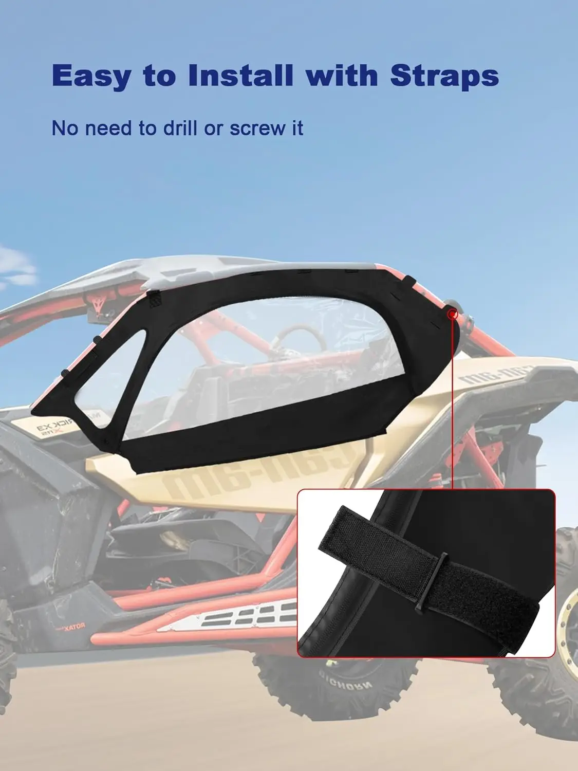 X3 Soft Upper Door Set Kit UTV Soft Cab Doors Top Enclosure Top Door Skin For 20