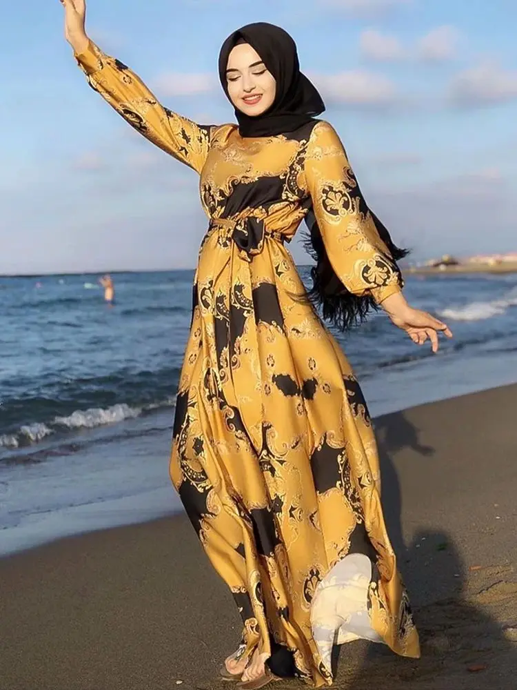 

African Dresses for Women 2024 Plus Size Evening Party Long Dress Africa Clothing Elegant Turkey Muslim Print Maxi Dress