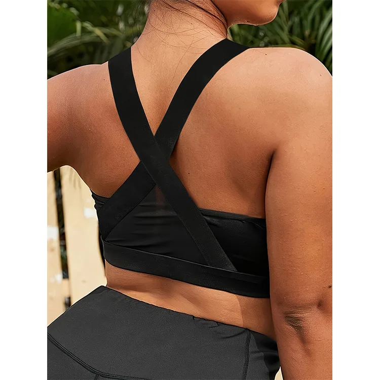 New plus size sports bra with shock-absorbing back, mesh mesh, spliced vest, bra sports for women
