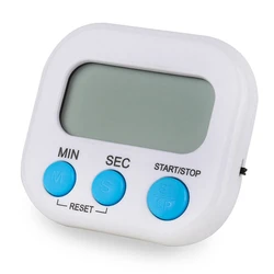 Enhanced Digital Kitchen Timer with Magnetic Backing and Stand (WHITE)