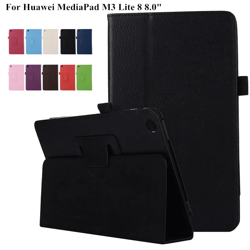 

Litchi Pattern for Huawei MediaPad M3 Lite 8 Case Ultra Slim Folding Stand Magnetic Tablet Cover for Huawei Media Pad M3 Lite 8