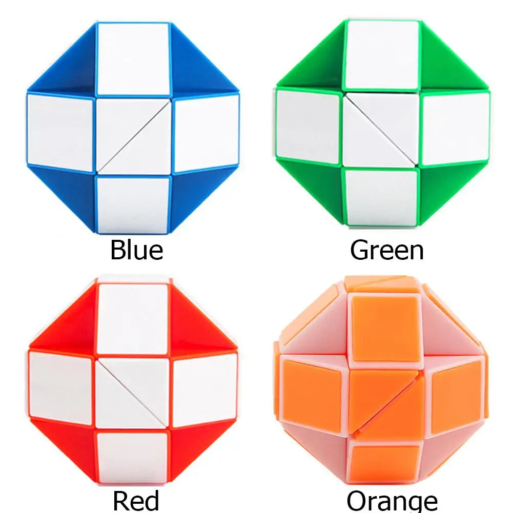 Plastic Magic Ruler 24 Wedges Magic Snake Cube Twist Puzzles for Kids Brain Teaser Foldable Educational Toy 21.5x1.3x1cm