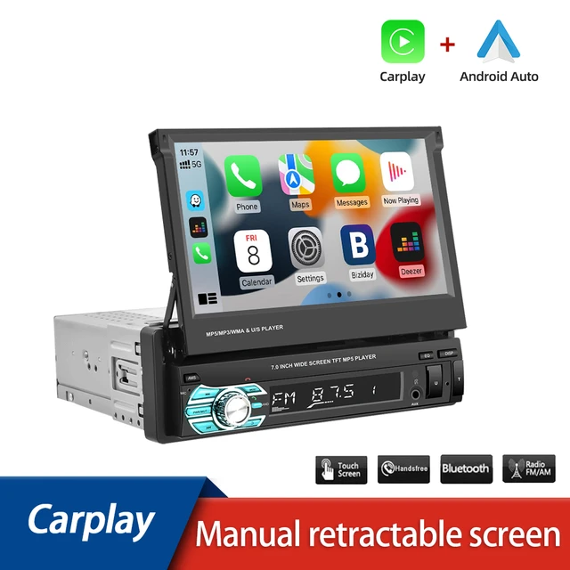 Autoradio avec Écran Tactile Rétractable de 7 Pouces, Android, Lecteur MP5,  Stéréo Universel, 1 Din - AliExpress