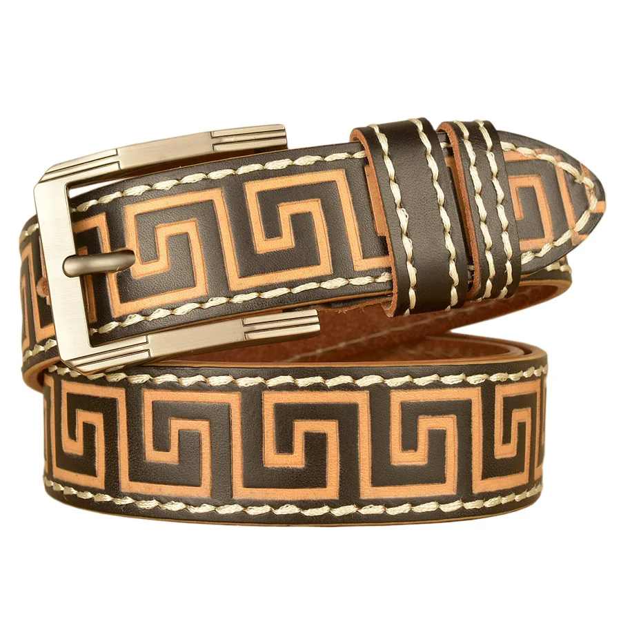 Men Belts Cow Leather Jeans Waistband Genuine Leather Male Belt Soft Alloy Pin Buckle Men's Belt