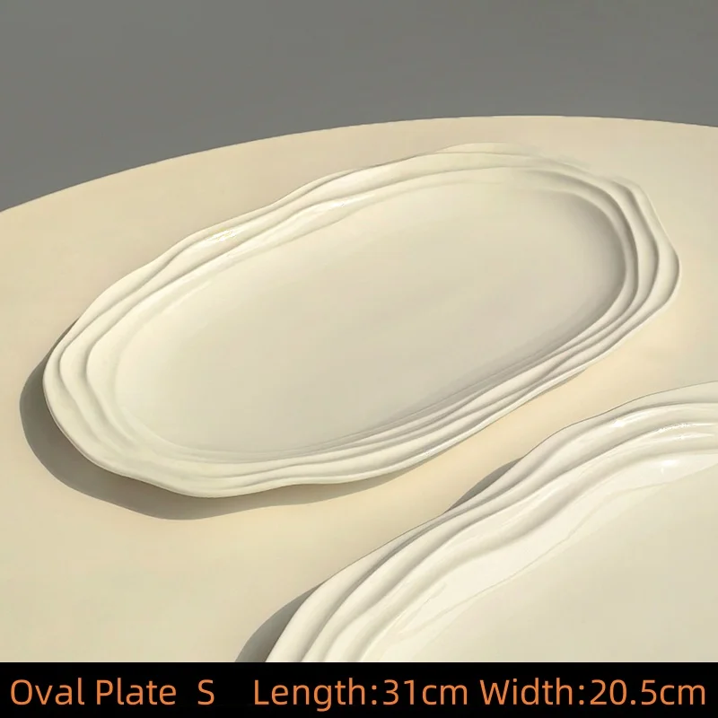 Ovale Keramikteller Mit Französischem Wellenmuster – 12/10/8-Zoll-Geschirr Für Zuhause, Frühstück, Suppe, Snacks Und Desserts S70F895C99Ae349Dcb0Ca16383D37F2951