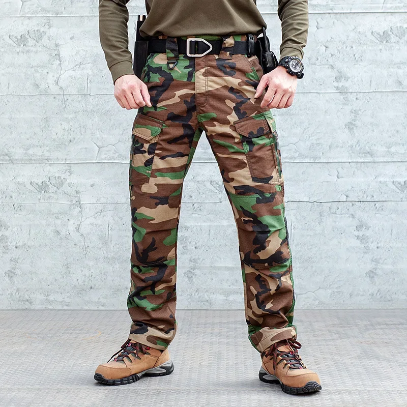 

IX10 Tactical Pants Men New Military Waterproof Slim Trousers Male High Quality Multi-pocket Elasticity Combat Pant Camo Joggers