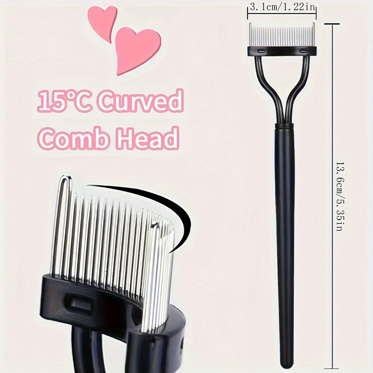 Description Picture 2 of itemEyelash Separator Tool Steel Teeth Lash Comb Eyebrow Eye Lash Brush With Cover Arc Design Mascara Comb for Women Eyes Makeup