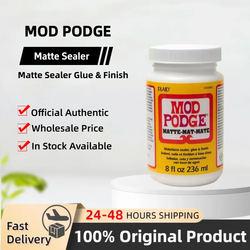 Mod Podge Matte Finish Sealer Glue Quick Dry Non-Toxic All-in-One for Wood Paper Fabric Crafts 2oz 4oz 8oz Easy Clean Multi-Surface