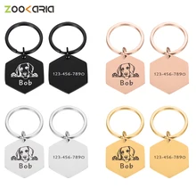 Personalized Dog Collar Engraved Pet ID Tag Cat Accessories Customized Puppy kitten Collars Pendant Jeweled Key Anti-lost Tags