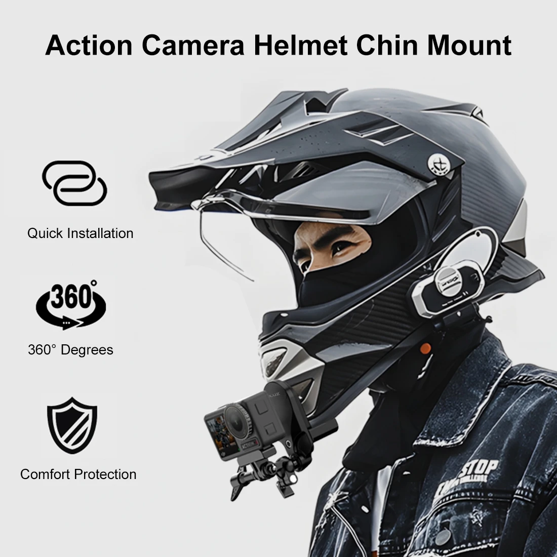 PULUZ Motorcycle Helmet Chin Clamp Mount For GoPro and Other Action Cameras