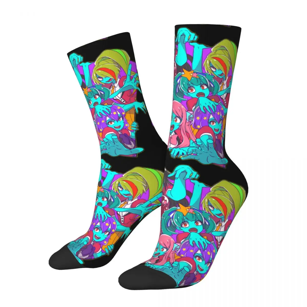 

Funny Happy Men's compression Socks Beautiful And Lovely Vintage Harajuku ZOMBIE LAND SAGA Hip Hop Novelty Pattern Crew Sock
