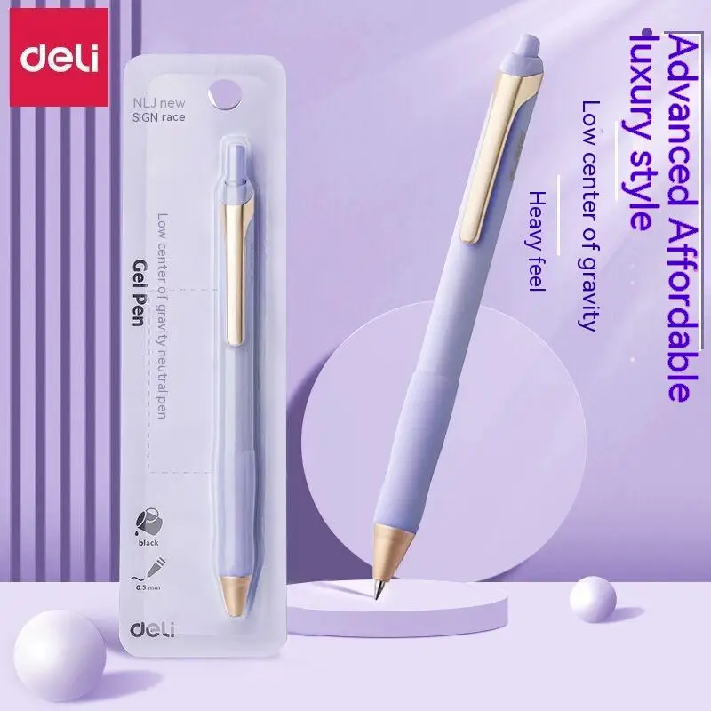

Металлическая ручка Deli Press, нейтральная ручка 0,5 мм с черными чернилами, ручка для канцелярских принадлежностей, ручка для студентов, офиса, бизнеса, конференции