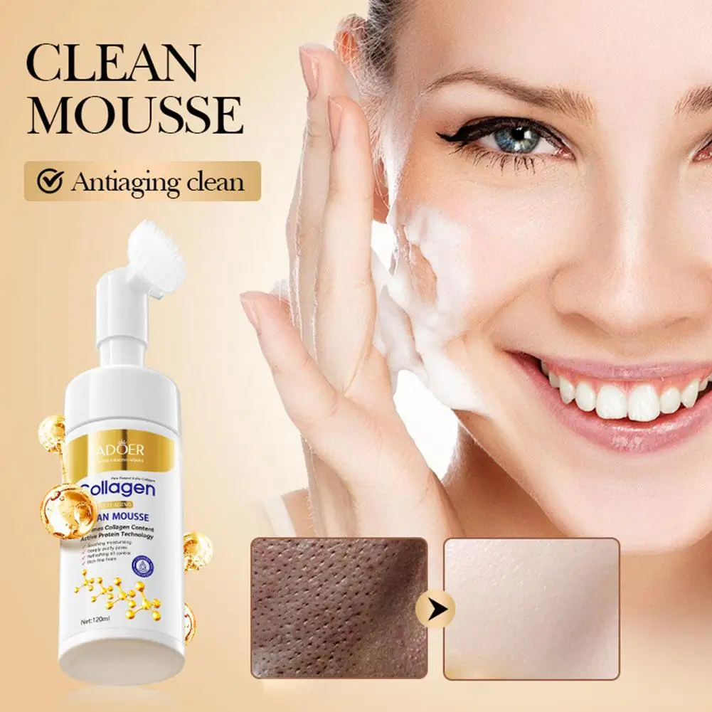 SADOER Collagen Facial Cleanser Mousse Deep Cleansing Skincare Moisturizing Firming Face Wash Foam Cleanser Skin Care Products facial cleanser