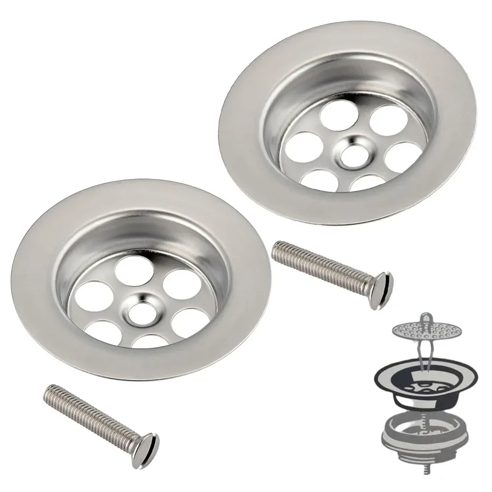 Diameter 70mm kitchen sink plug filter Bath Plug Hole Spare With Screw Stainless Steel Drain Accessories Plug Hole Covers 2 Set