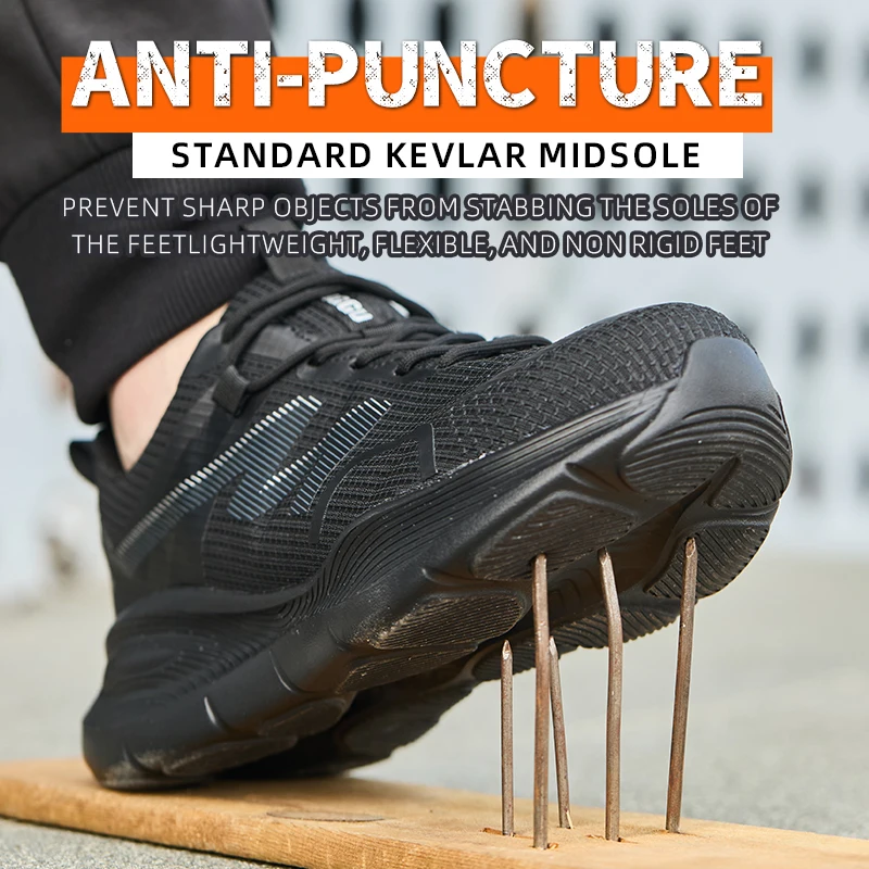 New Work Boots Steel Toe Safety Shoes Men Work Shoes Sneakers Lightweight Anti-Puncture Safety Shoes Men Indestructible Boots - 3