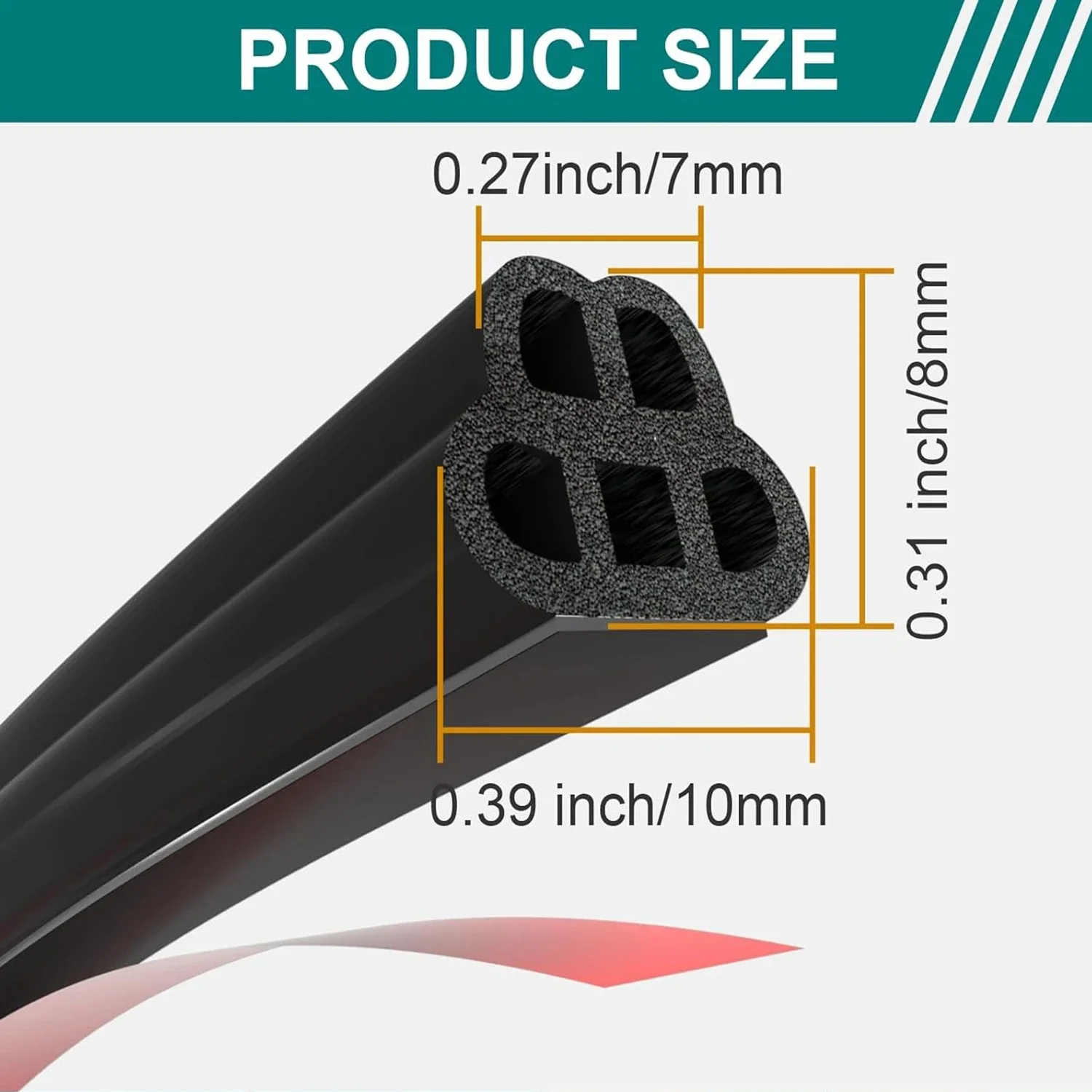 Dual-Layer Waterproof Noise-Insulating Rubber Seal for Car Doors, Hood, and Trunk