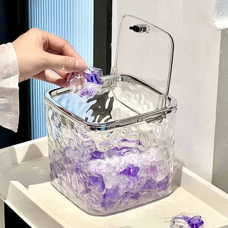 Laundry Pods Container Clear Storage Box For Washing Capsules Laundry Detergent Dispenser Laundry Room Storage Organizer