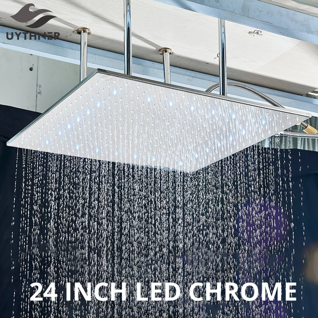 Cabezal de ducha grande, alcachofa de lluvia de techo, accesorios de baño,  alta presión, 10 pulgadas - AliExpress