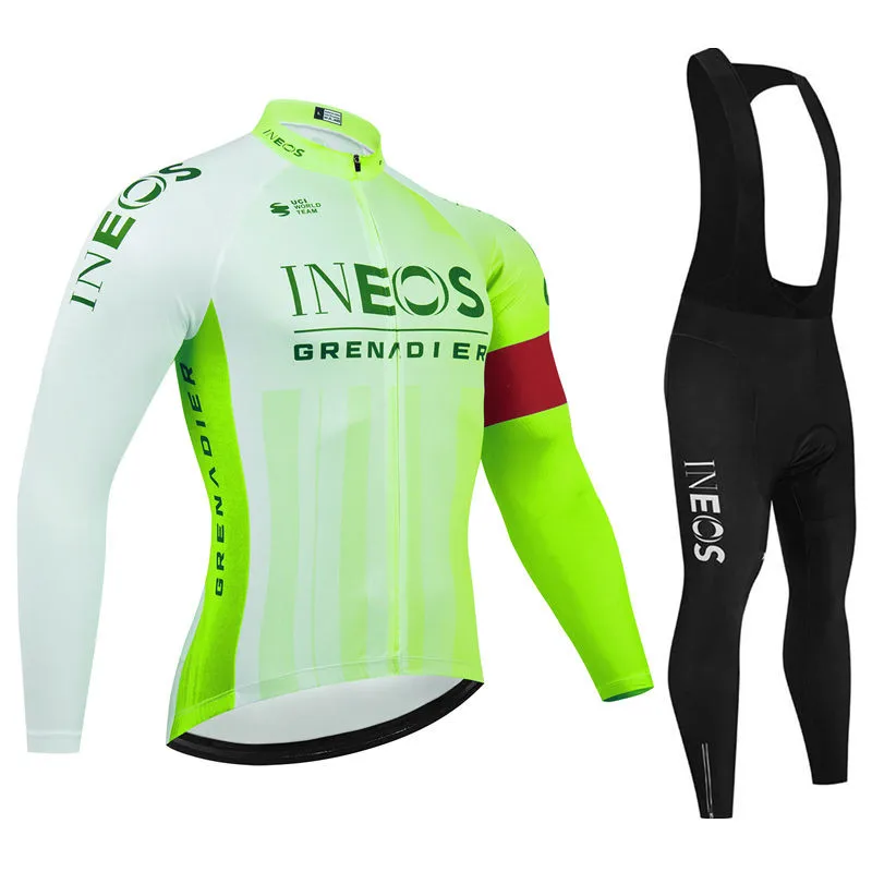 Ineos Team Autumn Cycling Jersey Set Long Sleeve Quick Dry Cycling Clothing Bike Uniform MTB Clothes Bicycle Wear Ropa Ciclismo