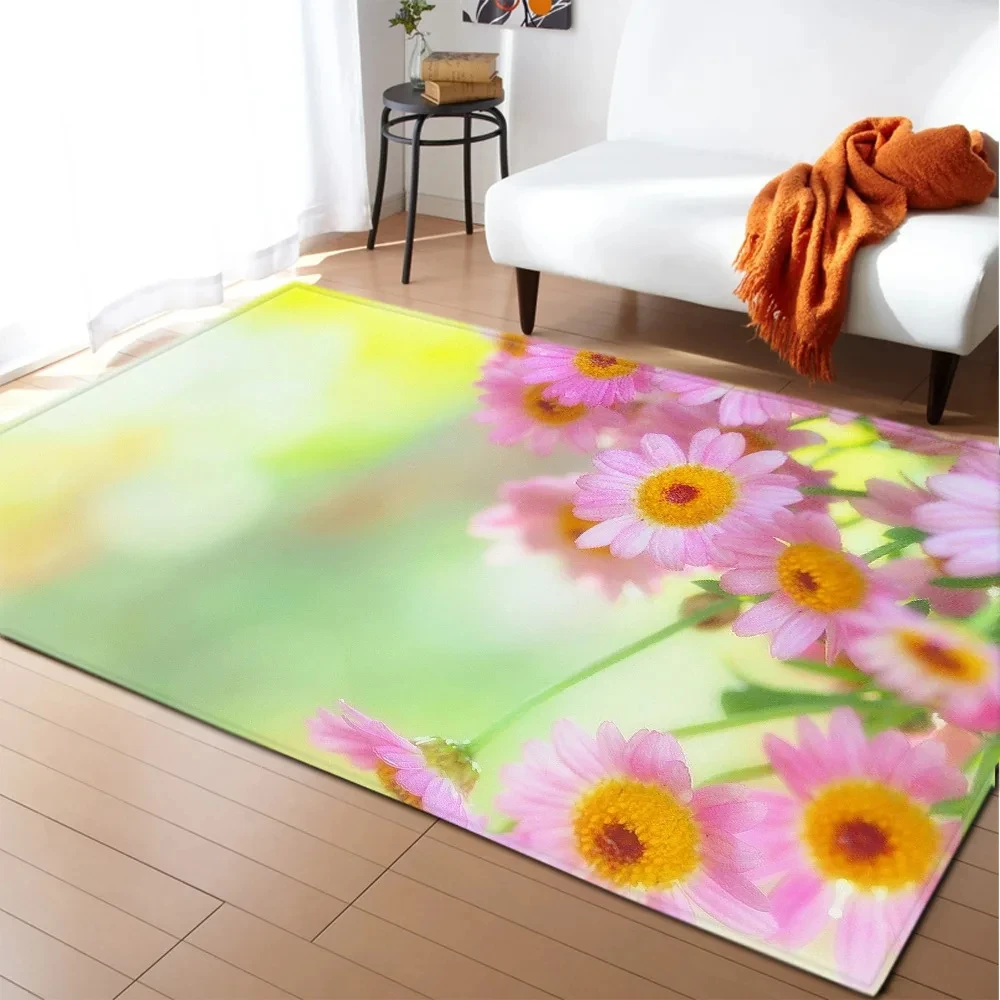 3D 프린트 꽃 카펫, 자연 풍경 바닥 매트, 햇빛 풍경, 집 입구 문짝 매트, 거실 러그, 욕실 매트